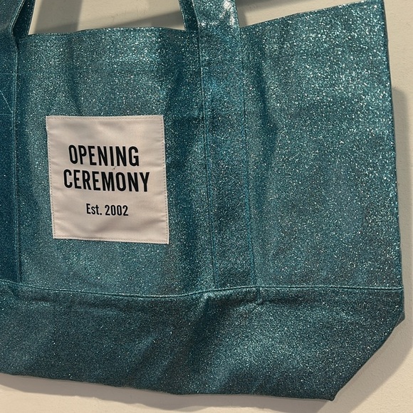 Opening Ceremony Shimmering Teal Tote should bag dead stock blue glitter new - Picture 3 of 13